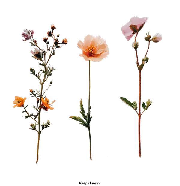 [Transparent Background PNG]Delicate Flower Stems with transparent background