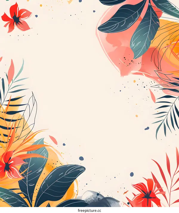 Tropical Floral Watercolor Background Illustration