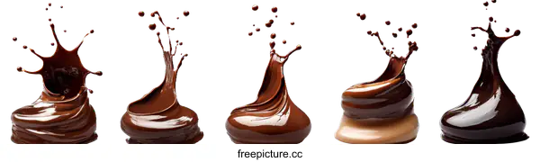 [Transparent Background PNG]Chocolate Splashing and Melted Chocolate Art