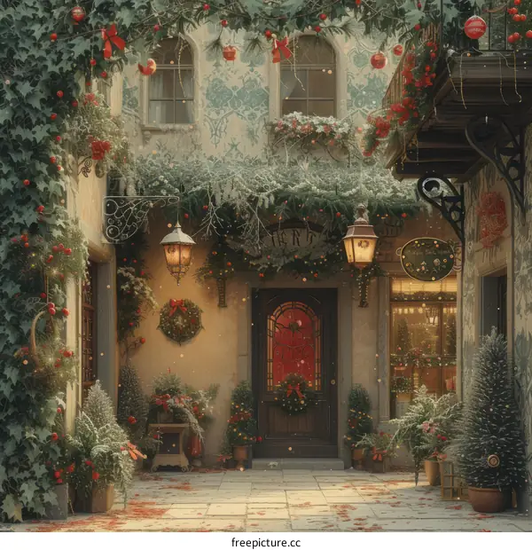 Christmas decorations in a European city