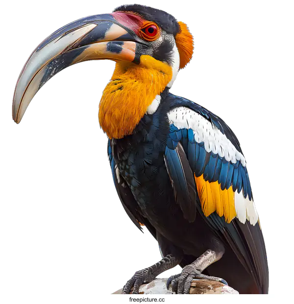 [Transparent Background PNG]Wreathed Hornbill Bird Portrait