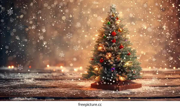 Christmas tree with ornaments and lights