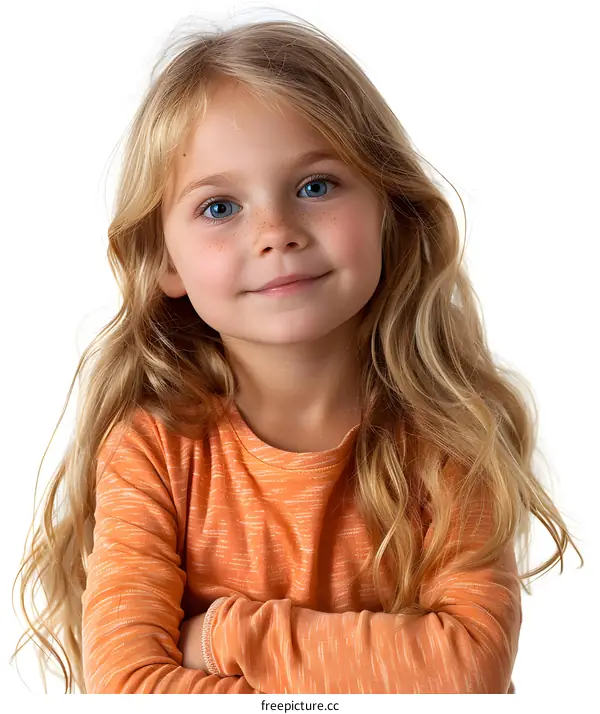 Portrait of a cute blonde girl with freckles