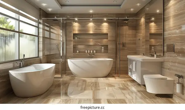 Luxury Modern Bathroom Design with Elegant Marble
