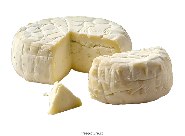 [Transparent Background PNG]Whole Round Cut Of Creamy White Cheese Isolated On White Background