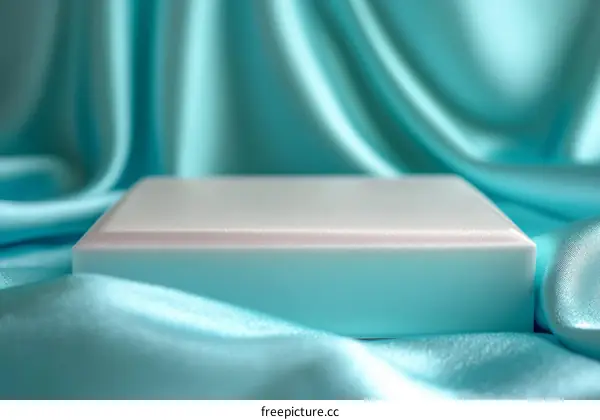 Elegant Teal Silk Fabric Product Display