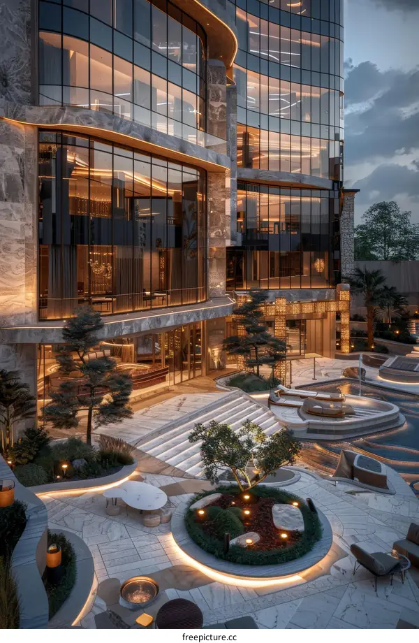 Modern Architectural Courtyard Design with Lush Landscaping