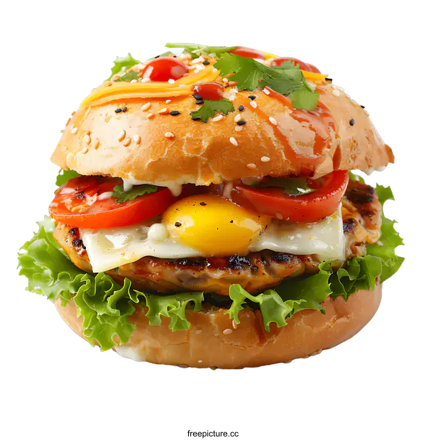 [Transparent Background PNG]yummy burger with egg