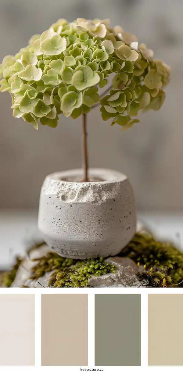 Concrete Pot with Green Plant