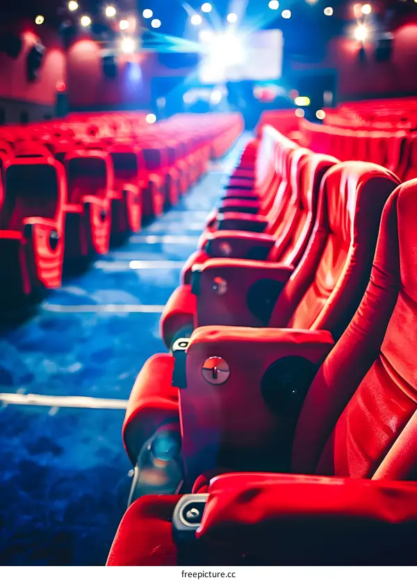 Empty Red Seats in a Movie Theater