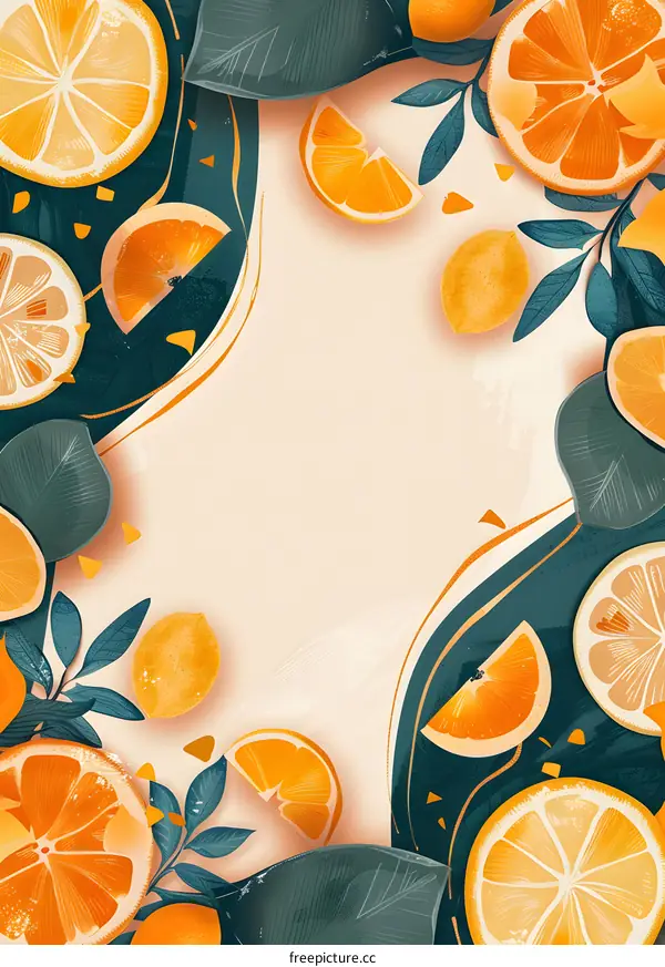 Orange and Lemon Fruit Background Illustration