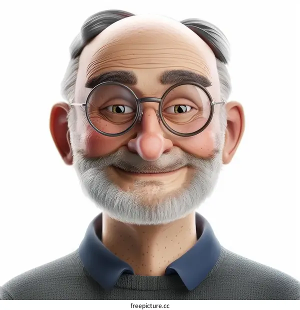 3D rendering of a grandpa with glasses