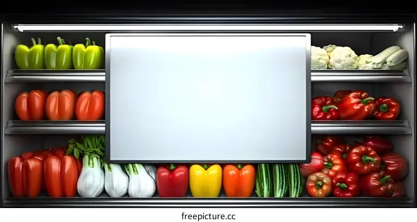 Fresh Vegetables in a Refrigerator with White Space