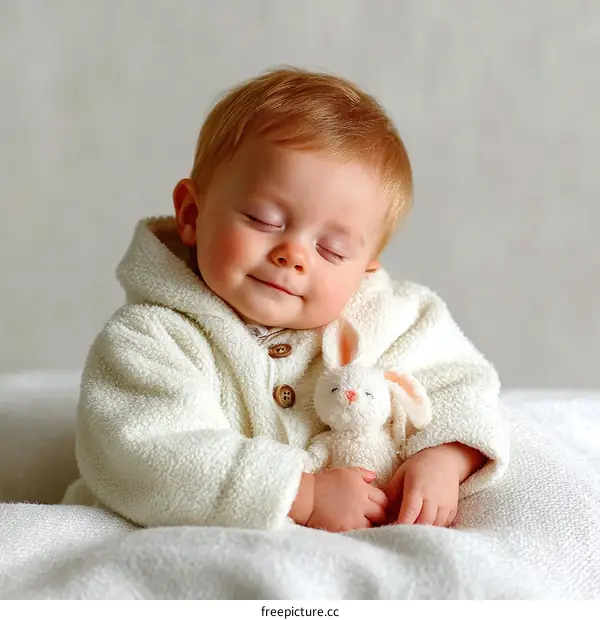 Adorable Baby Sleeping with a Bunny