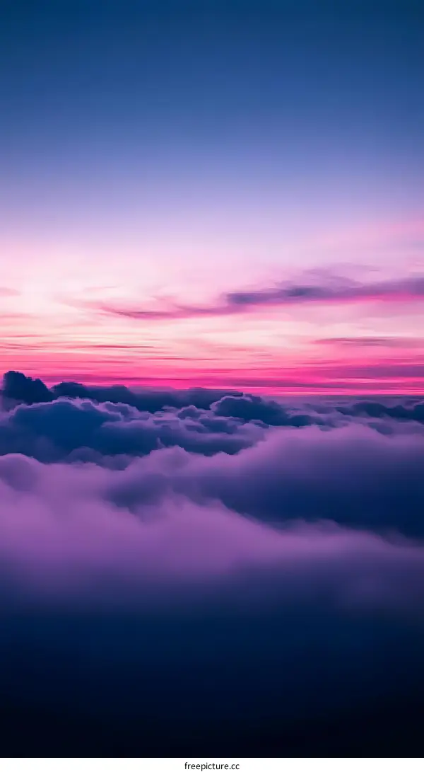 Purple Sunset Clouds Above The Horizon