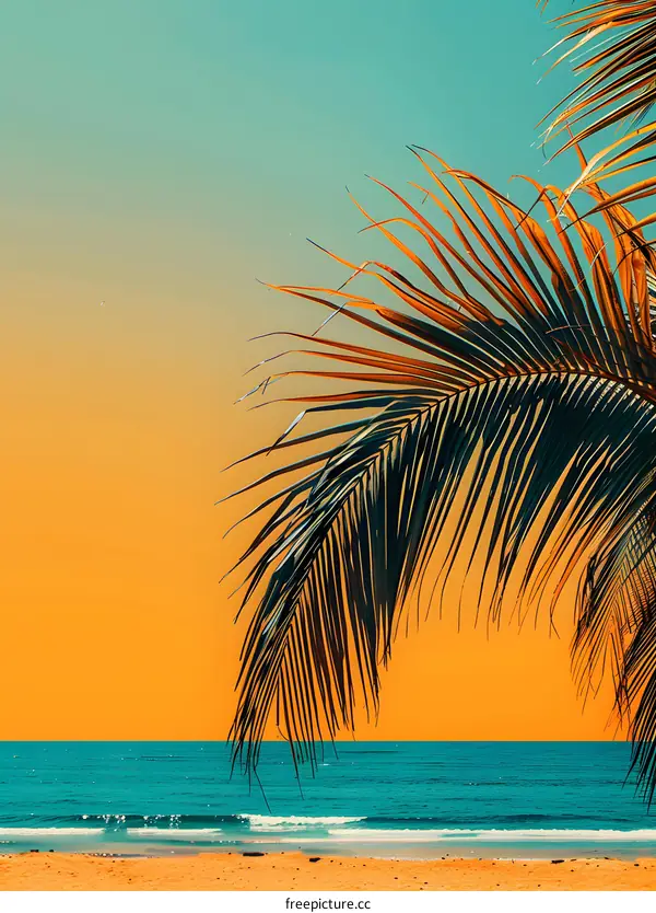 Palm Tree Silhouette Against A Tropical Sunset