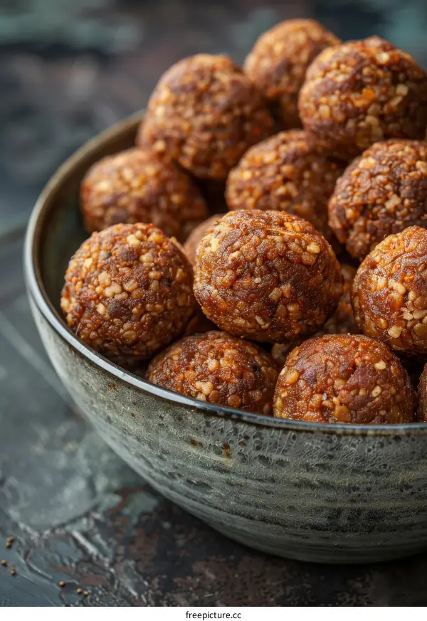 Homemade vegan energy balls with nuts and dates