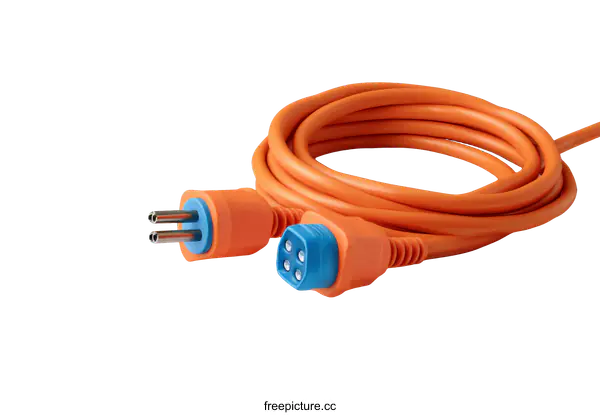 [Transparent Background PNG]Orange Electric Charging Cable with Connectors