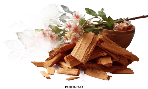[Transparent Background PNG]Natural Aromatic Wood Chips with Flowers