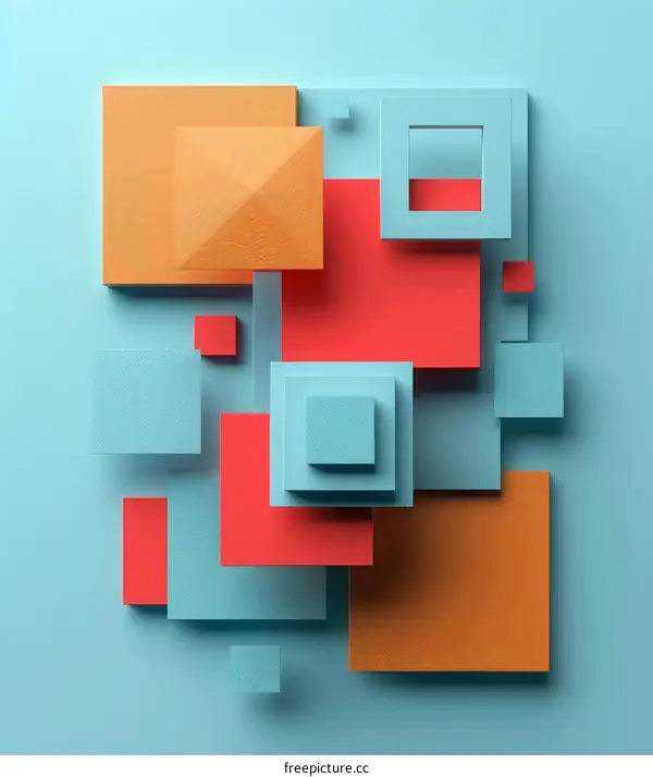 3D rendering of geometric shapes with various colors