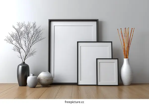 Minimalist Modern Empty Picture Frames Mockup