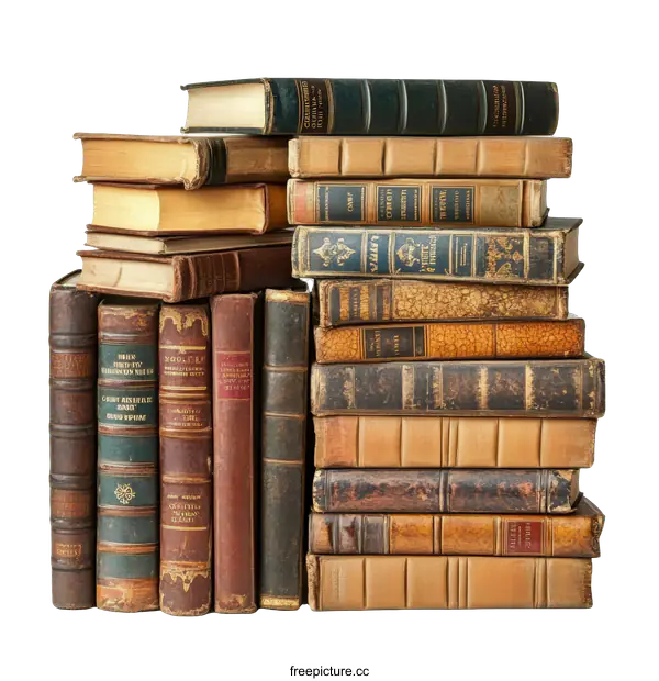 [Transparent Background PNG]Vintage Books Stacked High