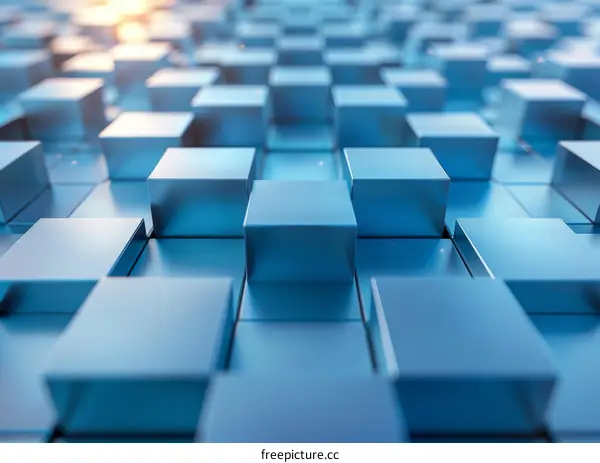 Abstract Geometric Blue Blocks Pattern