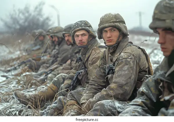 A group of soldiers in a snowy field