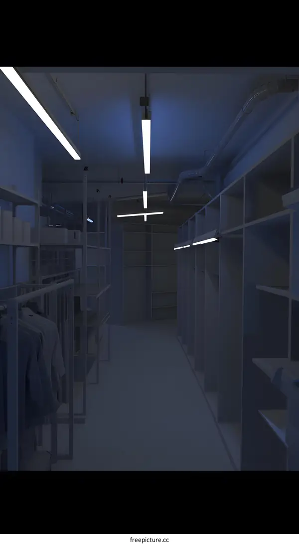 Minimalist Interior Design of a Clothing Store with White Walls and Shelves