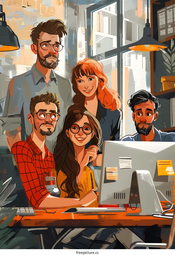 Group of People Working Together in an Office