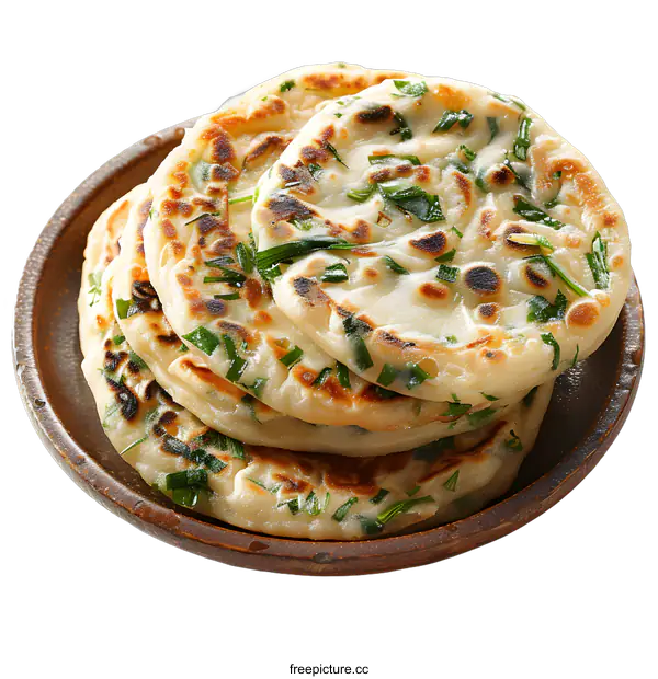 [Transparent Background PNG]A plate of scallion pancakes