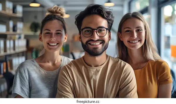 Portrait of a multiethnic group of young professionals smiling at the camera