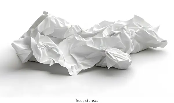 White crumpled fabric on white background