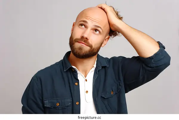 Caucasian Man in Thoughtful Pose