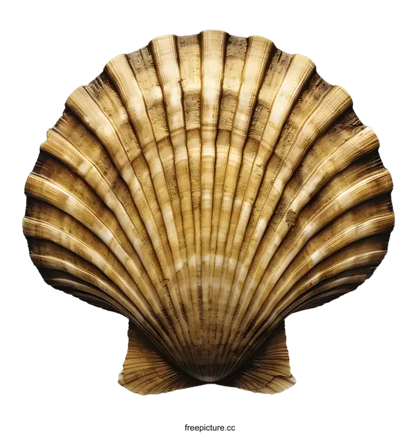 [Transparent Background PNG]A brown scallop shell against a white background