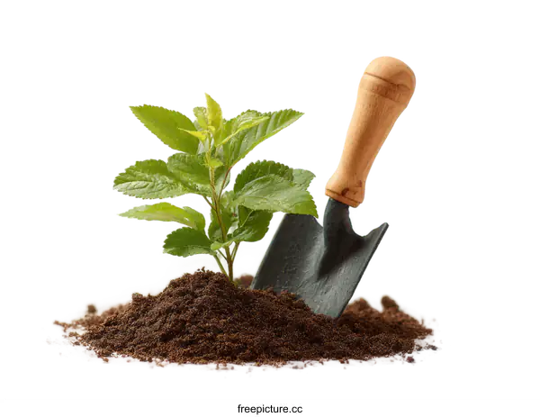 [Transparent Background PNG]Planting a seedling in the ground