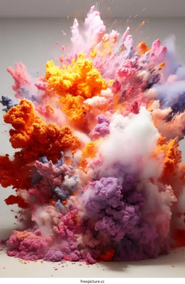 Colorful powder explosion on white background