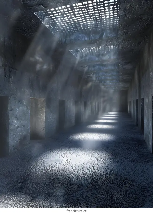 Empty Corridor With Light Streaks