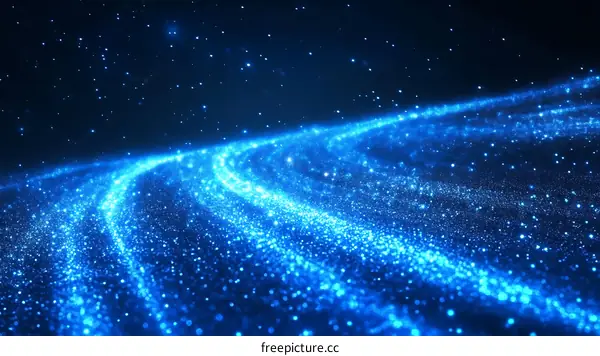 Abstract Blue Particles Flowing Motion Design