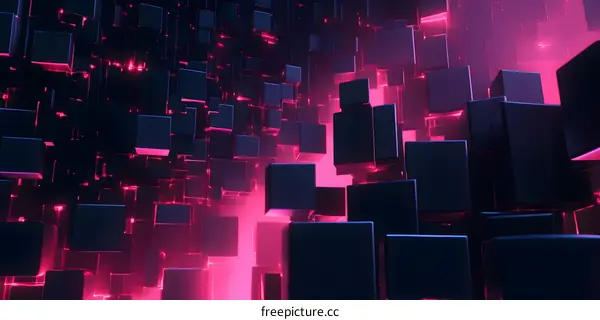 Abstract Neon Pink and Blue 3D Cubes Pattern Background
