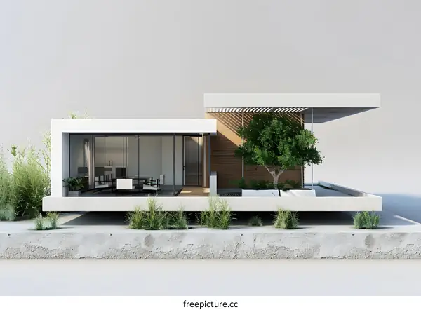 Modern Minimalist House Design with Green Plants