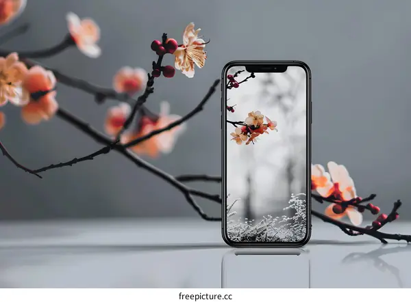 Smartphone with Floral Background