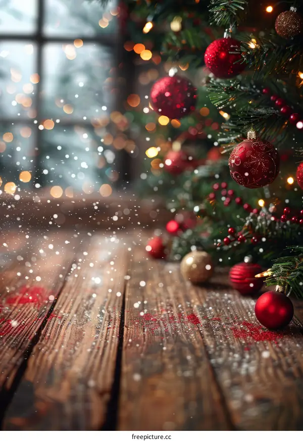 Christmas Tree with Ornaments and Lights