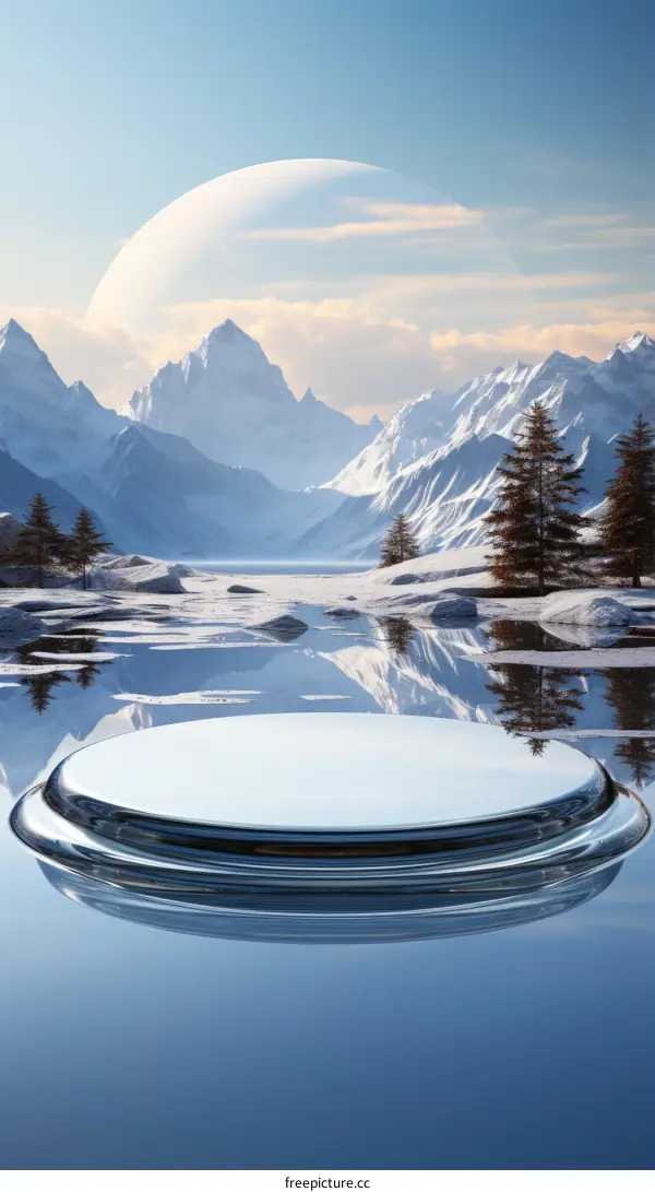 futuristic landscape with a glass platform