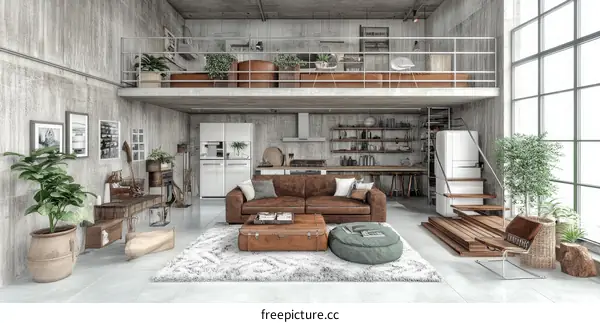 Modern Industrial Loft Apartment Interior Design