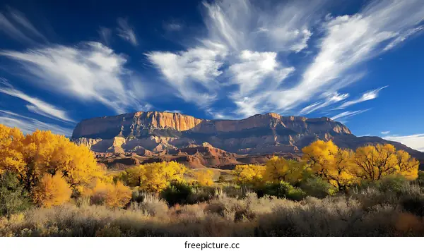 Autumnal Mountain Majesty with Vivid Skies