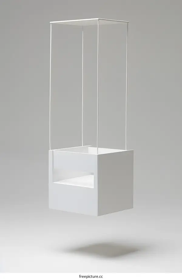 White Hanging Cube Structure with Shadow