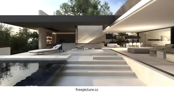 Modern Minimalist Architecture Design with Swimming Pool