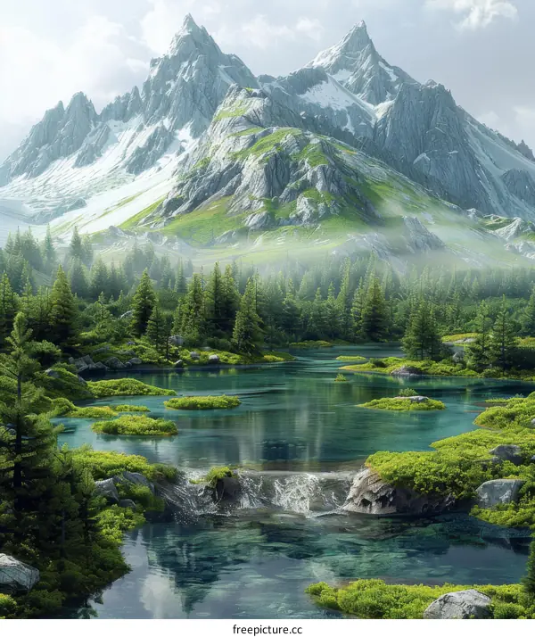 Mountain Lake Valley Landscape