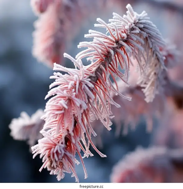 Close-up of a plant covered in pink frost